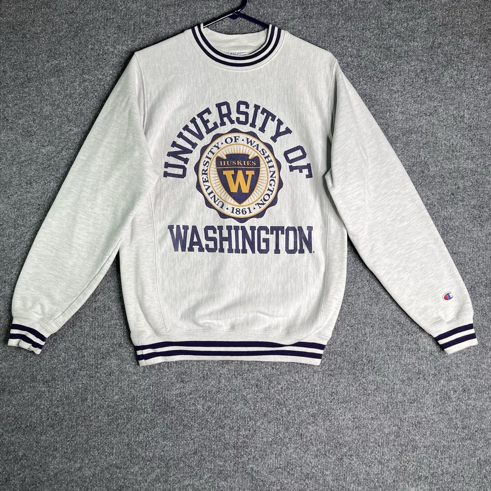 Vintage University Of Washington Champion Reverse Weave Sweatshirt Small Gray
